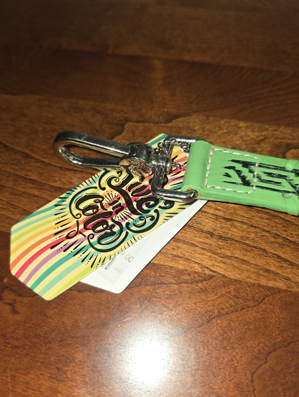 Consuela Lime Green Woven Leather Strap with Key Clip - Picture 2 of 6
